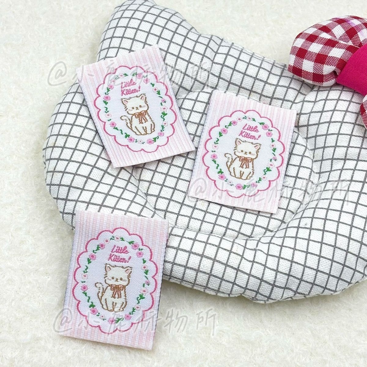 Winter Clothing Label - Etichette in tessuto con gatto floreale